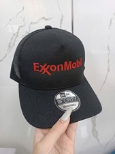 Exxon Mobil Gas Oil Logo Hat Trucker Cap Black Mesh Adjustable NWT picture
