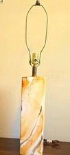 Vintage MCM Faux Marble Ceramic Table Lamp Mid Century Modern Italian Column picture