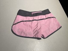 Lululemon Shorts Women’s 4 Pink Gray Coal Run Speed Up Yoga Gym Sports picture