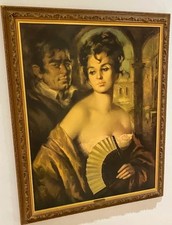 RARE Vintage LADY OF CASTILE BY JOSE PUYET Ornate Framed Oil Painting Wall Art picture