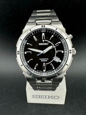 Seiko Kinetic Men's Black Dial Date 40mm Quartz Watch 5M62-0BJ0 New Capacitor picture