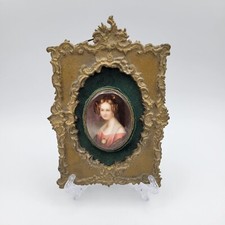 Antique Hand painted Porcelain Portrait Bronze Frame Wall Décor  picture