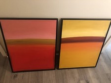 David Skinner Canvas Oil Painting Pair - “Landscape in Silver III” - 32” x 25” picture