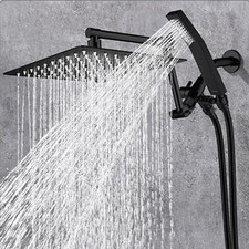 Matte Black 10 In All Metal Rain Shower Head With Handheld Combo Extension Arm picture