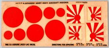 1942 Vintage Jaco-Lac Japanese Army-Navy Aircraft Insignia Decal Sheet 4x9 picture