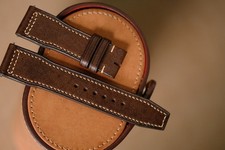 Handmade dark Brown Leather Pilot Watch Strap size 22/20 – Custom size length picture