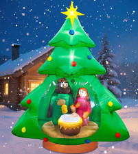 7ft Inflatable Nativity Scene Christmas Tree with LED Lights Outdoor Yard picture