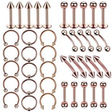 110PCS Mixed Body Piercing Kit Surgical Steel Tongue Eyebrow Nose Lip Ring 16G picture