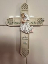 Vintage Christian My First Holy Communion Little Blonde Girl Wall Cross picture