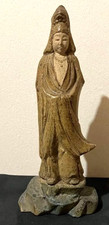 Japanese Vintage Pottery Kannon Bodhisattva Statue H31cm Buddhist Art Ornament picture