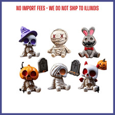 HOT SALE 6pcs Halloween Resin Skeleton Mummy Figurines, Mini Statues for DIY  picture