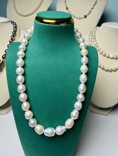 Natural White South Sea Baroque Pearl Necklace 8-10mm Strand 16