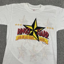 Vintage 1989 Ringo Starr All Star Band Tour Shirt Men L USA Brockum White Thin picture