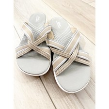 Clarks Cloudsteppers Arla Kaylie Sand Grey Multi Strap Slide Sandals Womens picture