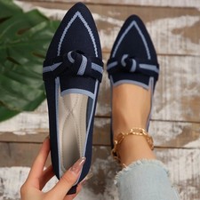 Women Knit Flats Pointed Toe Slip On Breathable Casual Walking Shoes picture