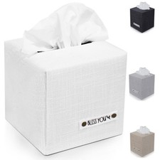 Stylish Tissue Box Cover - This White Linen Holder Instantly Covers Your Square picture