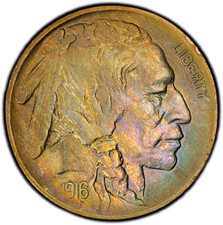 1916-P PCGS Genuine AU Buffalo Nickel | Rainbow Toning | 40th Anniversary Label picture