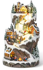 Glitzhome 15.5in Lighted Ski Mountain Christmas Village w/ Motion & Music picture