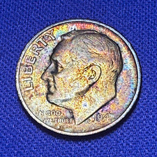 1947-S Roosevelt Silver Dime TONED picture