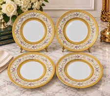 Antique Wm Guerin Limoges France 4 Salad Plates 7.5” Gold Floral Gilt picture