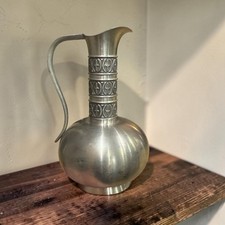 Vintage Haugrud Pewter Jug Pitcher Norway Scandinavian Design 335 Handle Dents picture