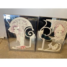 Vintage 70s Brytone Mechanical Mirror Works Wall Art Set of 2 Retro Glam Deco picture