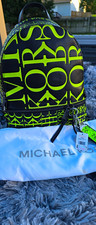 Michael Kors Tech Backpack Black/Neon Lime, Zip Closure, Adjustable Strap, Charm picture