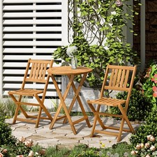 3 Piece Folding Acacia Wood Outdoor Patio Bistro Table and Chair Set picture