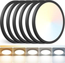 6 Pack 12 Inch 5CCT LED Ceiling Light Flush Mount Dimmable Fixture Black 2880LM picture