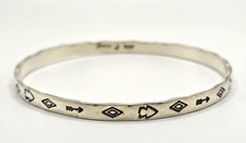 Vintage Navajo Julia Smith Sterling Silver Bangle Bracelet Hand Stamped Signed picture