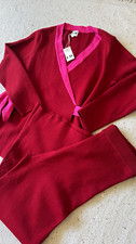 Hilary MacMillan Red & Fuchsia Colorblock Knit 2 Piece Set Top 3X / Pants 2X NWT picture