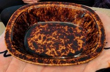  VTG MORTON POTTERY VSPNT TORTOISE SPATTERWARE STONEWARE CERAMIC LARGE OVAL BOWL picture