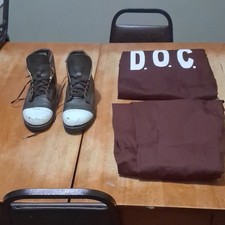 DOC Printed Brown Corrections Prisoner Jail Inmate Uniform Worn In Jail picture