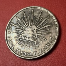 1900  Mexico Silver Peso FZ Mintmark AU/UNC - Beautiful Toning  picture