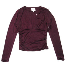 NWT Reformation Ines Knit Top in Wine V-neck Long Sleeve Ruched Blouse M picture