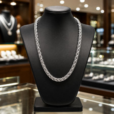 8mm Heavy Braided Wheat Chain for Men – 24” Stainless Steel Necklace | unisex picture