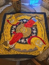 Vintage HERMES Casques Et Plumets 35 X 34 Inch Silk Scarf Excellent picture