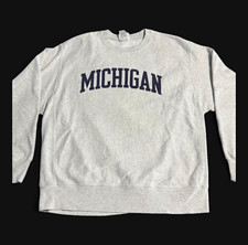 Champion Reverse Weave Michigan Wolverines Crewneck Sweatshirt Gray XL picture