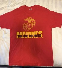 NOS US Marine Corp 1980s Single Stitch XL Red “The Few The Proud Marines” picture