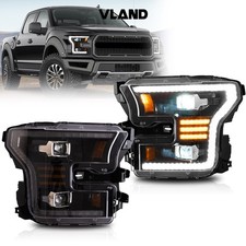 For 2015-17 Ford F150 LED Projector Headlights White DRL W/Animation Sequential picture