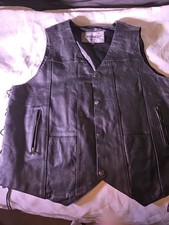 UNIK Men's Black Leather Motorcycle VestSize 3 XL  picture