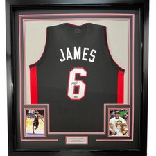 Framed Facsimile Autographed LeBron James 35x39 Black Jersey picture