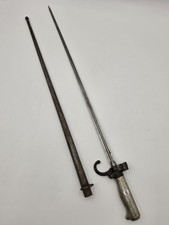 Antique 19th Century French Military Sword Bayonet Scabbard Hooked Quillon picture
