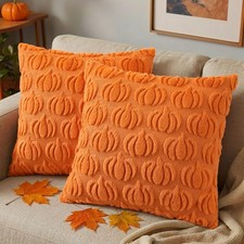 decorUhome Fall Orange Pumpkin Throw Pillow Covers 18x18 Set of 2 picture