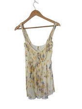 VTG free people size small yellow sleevless flowly tank top floral ribbed womens picture
