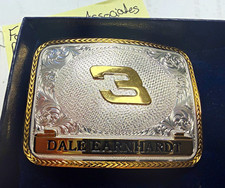 Montana Silversmiths Dale Earnhardt NASCAR Silver plated Belt Buckle picture
