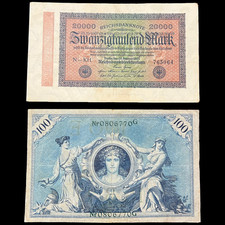 1908-1923 German Mark Banknotes World War 1 WW1 WWI Currency Antique Relic Cash picture