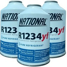 National R1234yf Refrigerant Automotive A/C Recharge 8oz Self Sealing Can 3 Pack picture