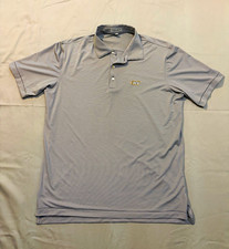 Peter Millar VCU Rams Jubilee Stripe Polo Men’s Large Gray White Summer Comfort picture