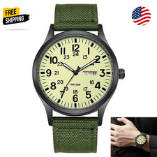 Durable Field Watch Easy Read Dial 24H Display Nylon Strap Quartz Movement picture